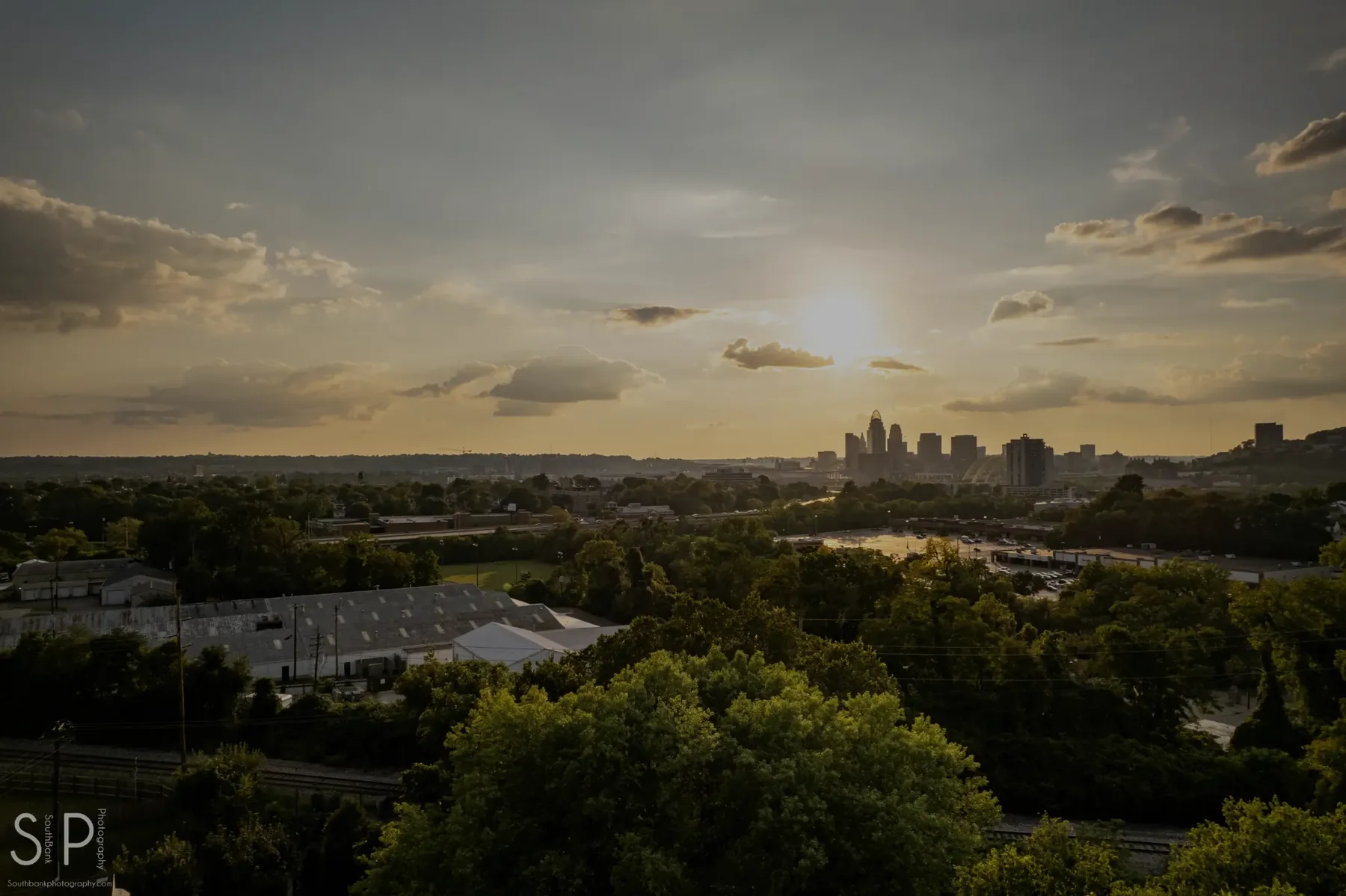 Cincinnati skyline at sunset viewed from Northern Kentucky